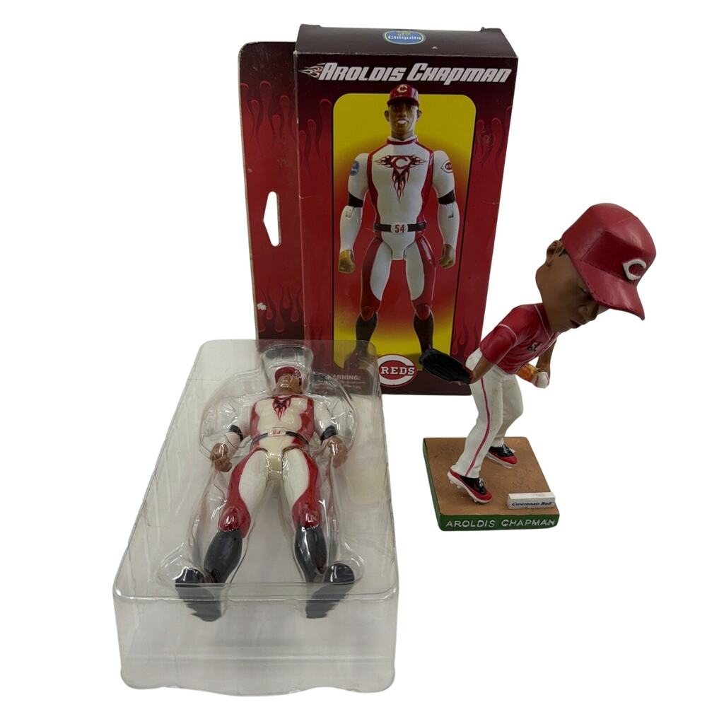 Cincinnati Reds Aroldis Chapman Bobblehead & Action Figure Lot SGA